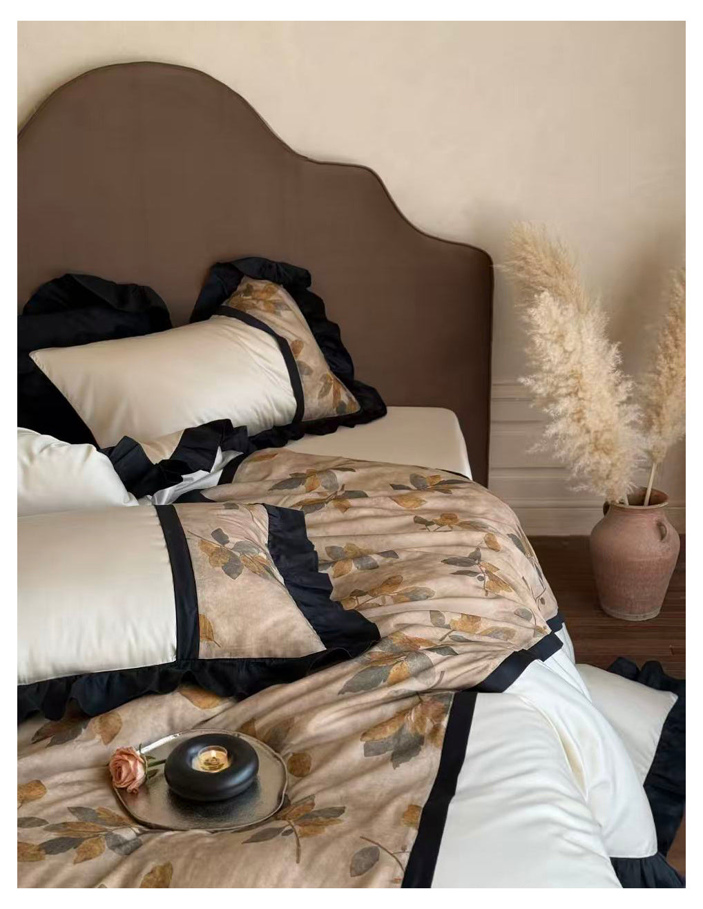 vintage style pure cotton velvet floral digital print four-piece set