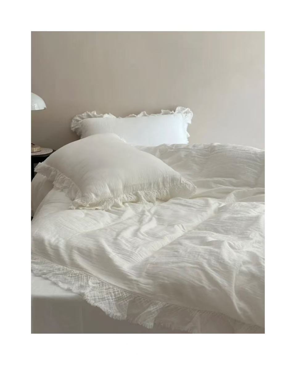 Wide-edge fringe cotton wrinkled yarn soft and sticky skin-friendly series