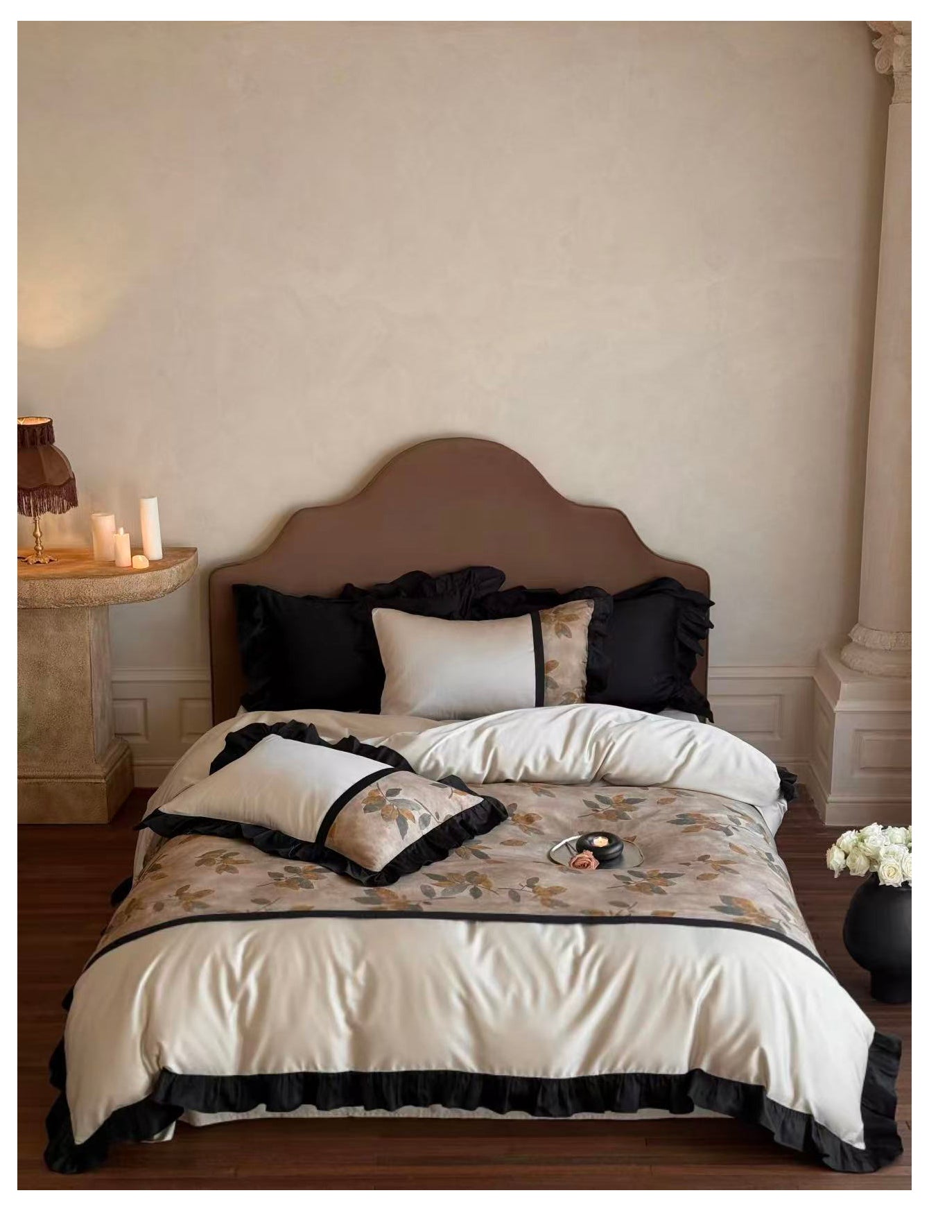 vintage style pure cotton velvet floral digital print four-piece set