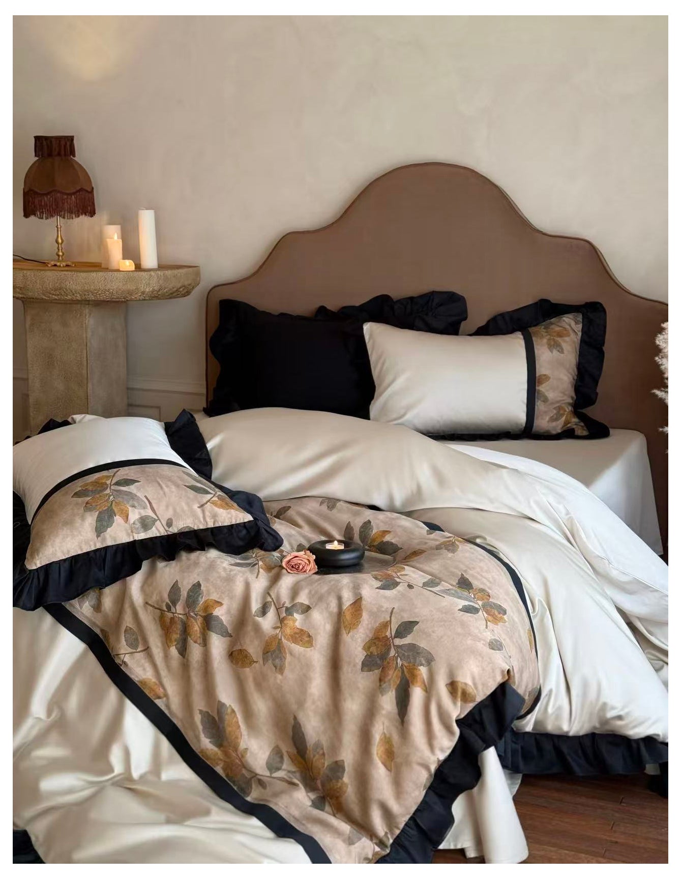 vintage style pure cotton velvet floral digital print four-piece set