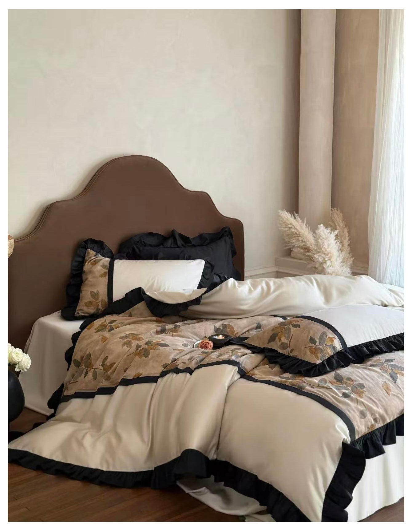 vintage style pure cotton velvet floral digital print four-piece set